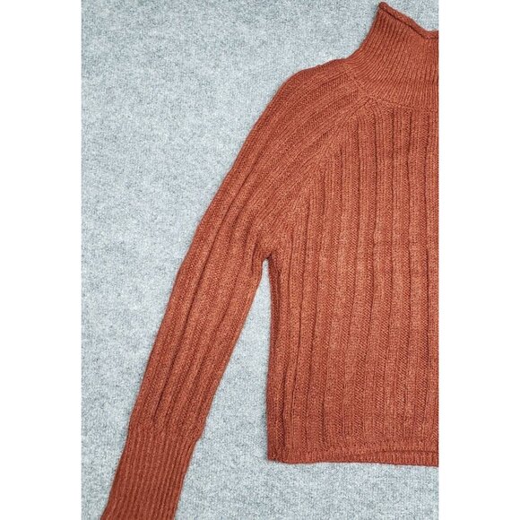 Rue21 Cropped Sweater Womens S Red Long Sleeve Raglan Turtleneck Ribbed Knit New - Picture 4 of 12
